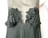 Vintage Black Nightgown No Tags Sheer Yoke Size Small