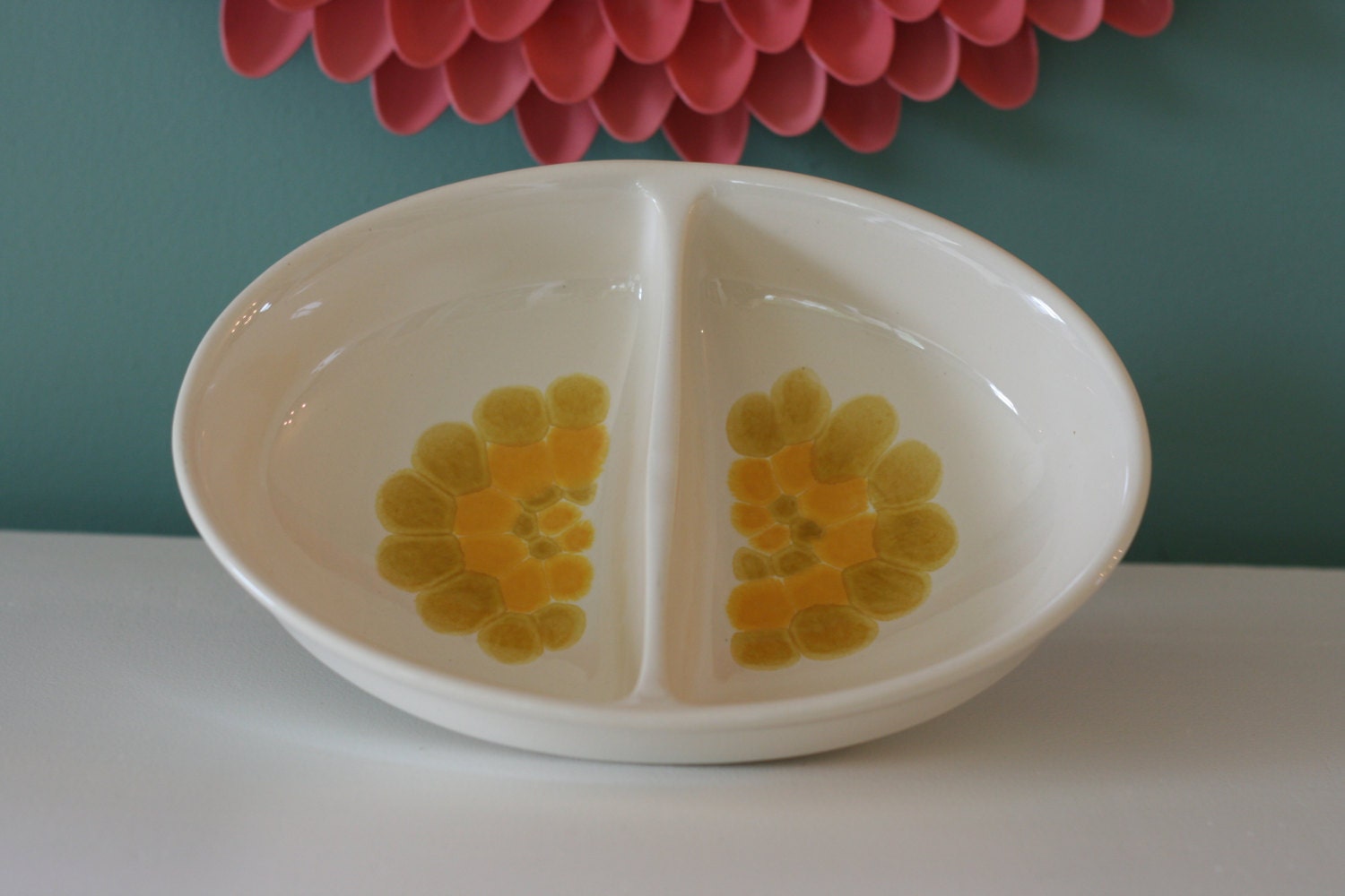 Vintage Franciscan Earthenware Separated Serving Bowl in Sundance Pattern