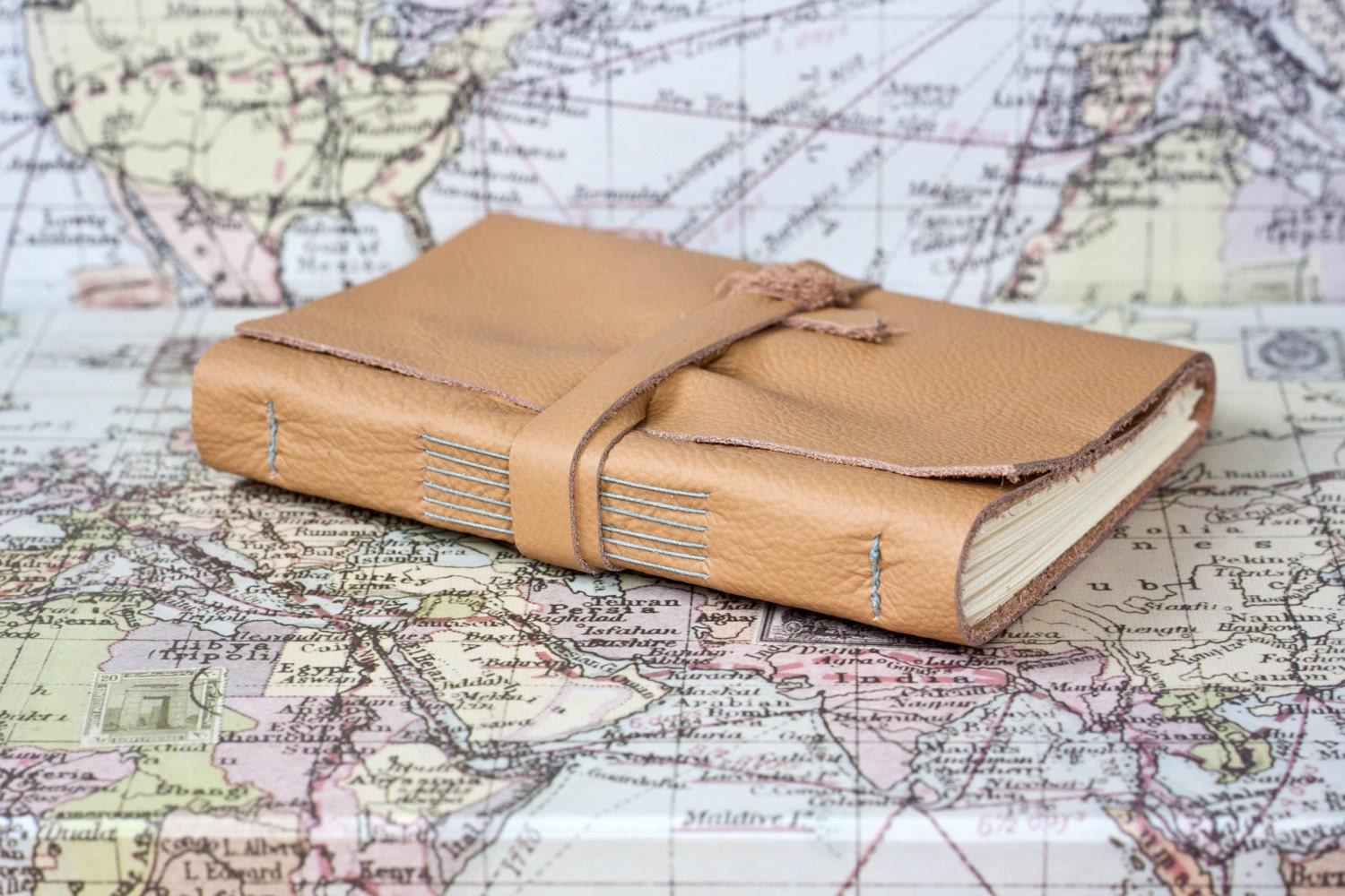 Leather Journal - Caramel - Handbound Leather Book - 6 x 4