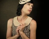 Sculptural Cream Beaded Felt Fascinator - Bridal Series - Made to Order