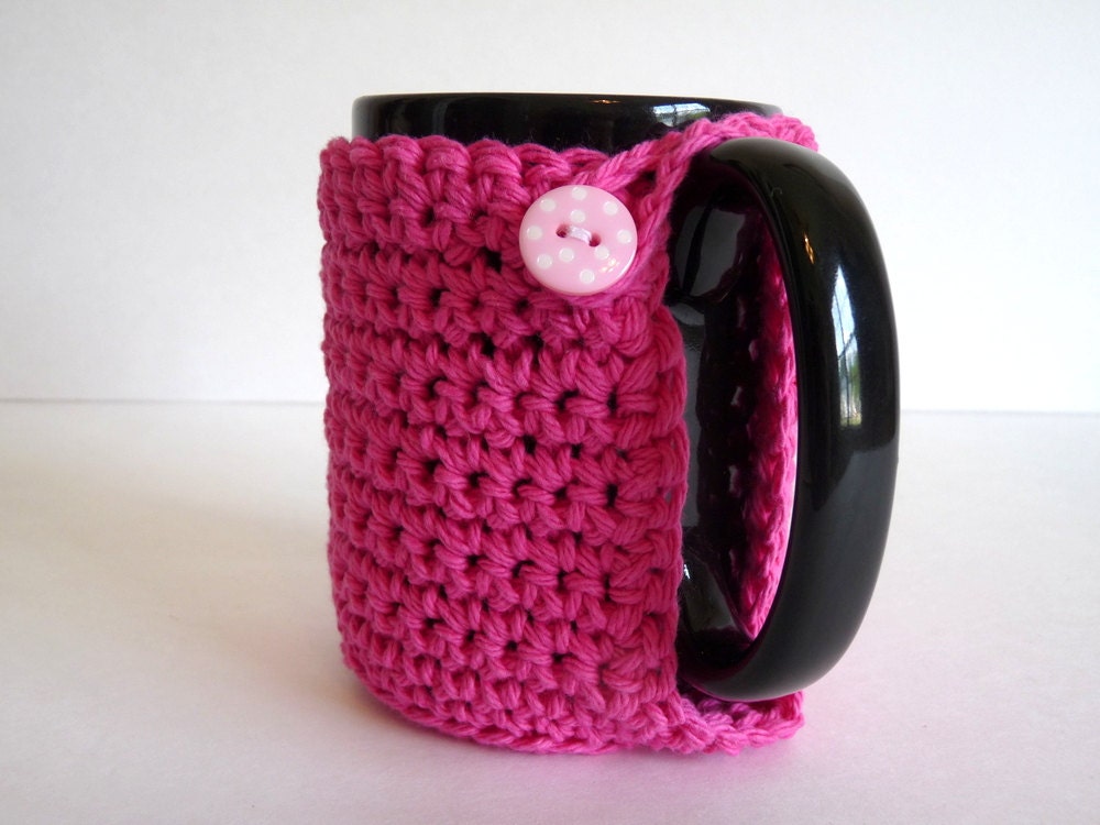 Crochet Mug Cozy in Pink for Coffee Lovers and Tea Drinkers
