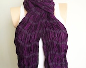 Ruffle Frilly Shawl Purple Amethys Lilac Lavender Plaid Neckwarmer Silk Cotton Fabric Scarf