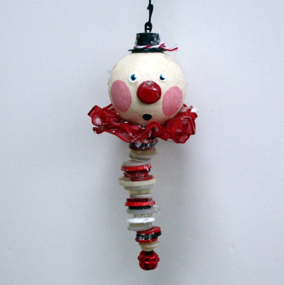 Whimsical Folkart Snowman Christmas Ornament Holiday Decoration