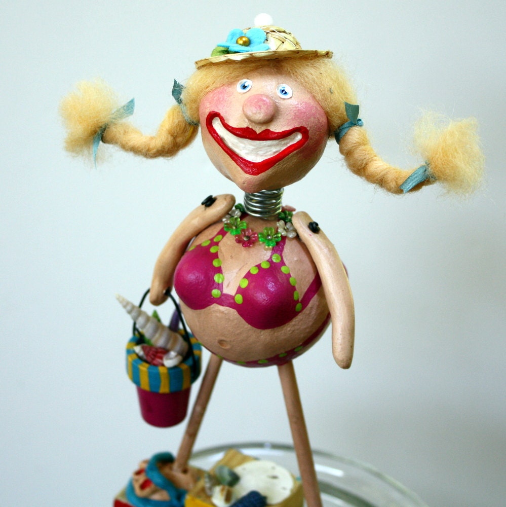 Whimsical Bikini Babe Folk Art Collectible