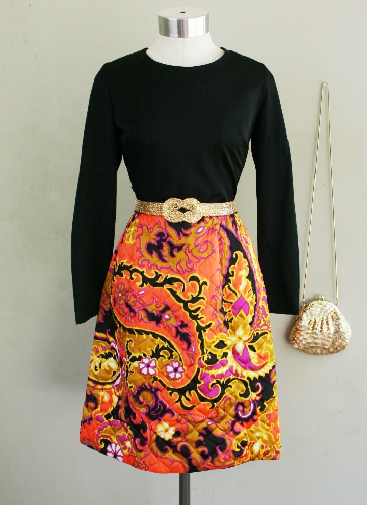 Dressed for the kill - Circa 1960-70s - Mod - Quilted Skirt - Cocktail Dress - Trends by Jerrie Lurie