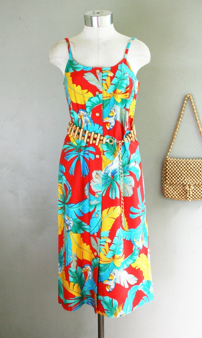 The Crazy Parrot - Tropical Print - Sundress - by Young Hawaii