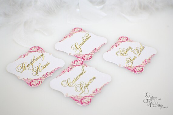 Swirl Design - Frame Style Candy Buffet Tags - (Set of 12) Il_570xn