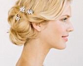 KYLE Rhinestone Hair Pin Set of 3- Floral hair clips, bridal headpiece, wedding hair accessory