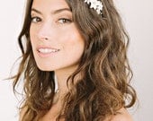 KEIRA Headpiece-  crown, halo, floral, bridal, rhinestone, crystal, veil, wedding, tiara, headpiece