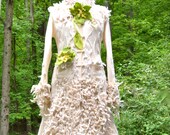 Felted white wool sweater COAT. Eco Couture Shag. Size Medium/Large. Ready to ship