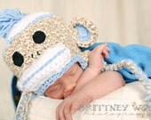 Monkey Boy Hat and Diaper Cover Set, Photography Prop, Newborn thru 9 Months