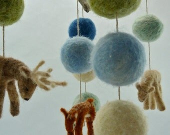 Baby Mobile, Deer Mobile with Natural Driftwood, 3 Figures