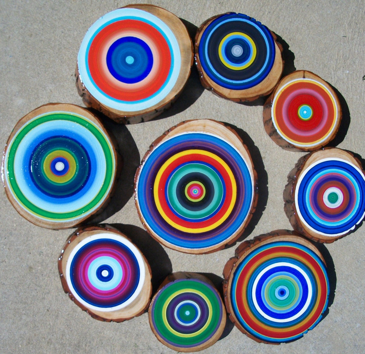 Childrens Wall Art 9 Tree Rings Custom Listing Set of 9 Reclaimed Wood Beautiful Dimensional Wall Art Eco Friendly