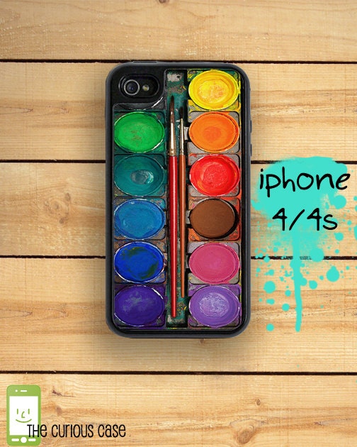Capusle iPhone 4S / 4 Silicon and Hard Plastic 3 Part Phone Case / Watercolor Paint Set  Fits IPhone 4 and IPhone 4S