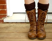 Knitted Boot Toppers, Boot Cuffs, in Chocolate Brown