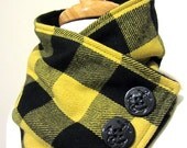 Tartan Black and Yellow Gold Neck Warmer Scarf with Anchor Butons
