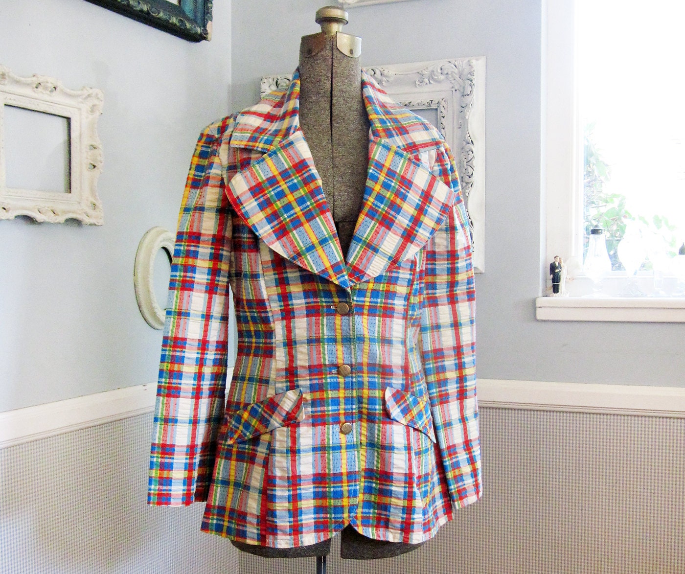 60s Plaid Jacket // Adorable Vintage Blazer // Size Medium