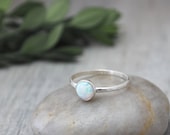 Opal Stacking Ring in Sterling Silver - Handcrafted Artisan Silver Ring  - Sterling Silver Opal Ring Stack