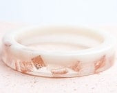 Resin Bangle Bracelet Peach Ivory White Medium OOAK pastel modern minimalist jewelry rusteam