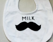 Hand Stitched Milk Moustache Bib