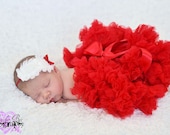 Newborn Pettiskirt and Matching Headband Set...Super Fluffy Red Pettiskirt with headband...READY TO SHIP