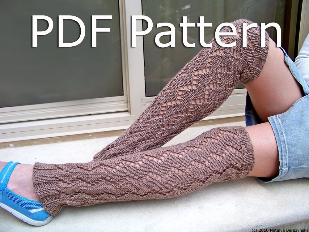 KNITTING PATTERN - Knitted Leg Warmers Pattern, Lacy Leg Warmers Pattern, Knit Leg Warmers Pattern - Zig Zag Chevron to Knit