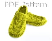 Crochet Slippers Pattern, Knitted Slippers Pattern, Cabled Slippers Pattern, Moccasin Slippers PDF Tutorial - Instant Download