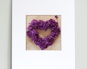 SALE - Flower Photography, Lilac Blossom Heart Photograph,  5 x 5 Fine Art Photo in 8 x 10 Mat