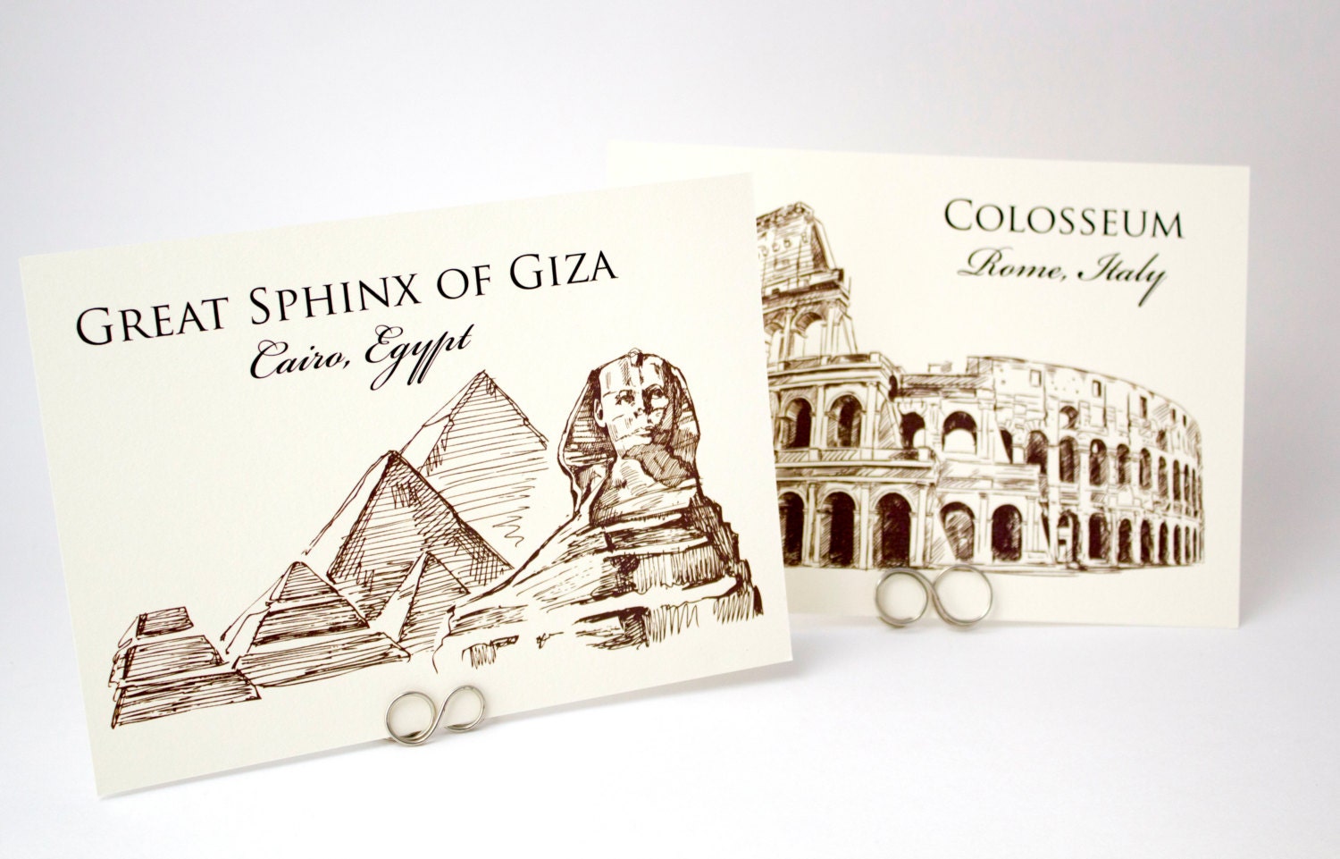 Wedding Table Cards - Famous Landmarks of the World Travel Theme Table Number Cards