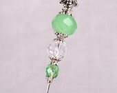 Green Stick Pin, 3 Inch Crystal Hat Pin, Scarf Pin, Hijab Pin KC0335