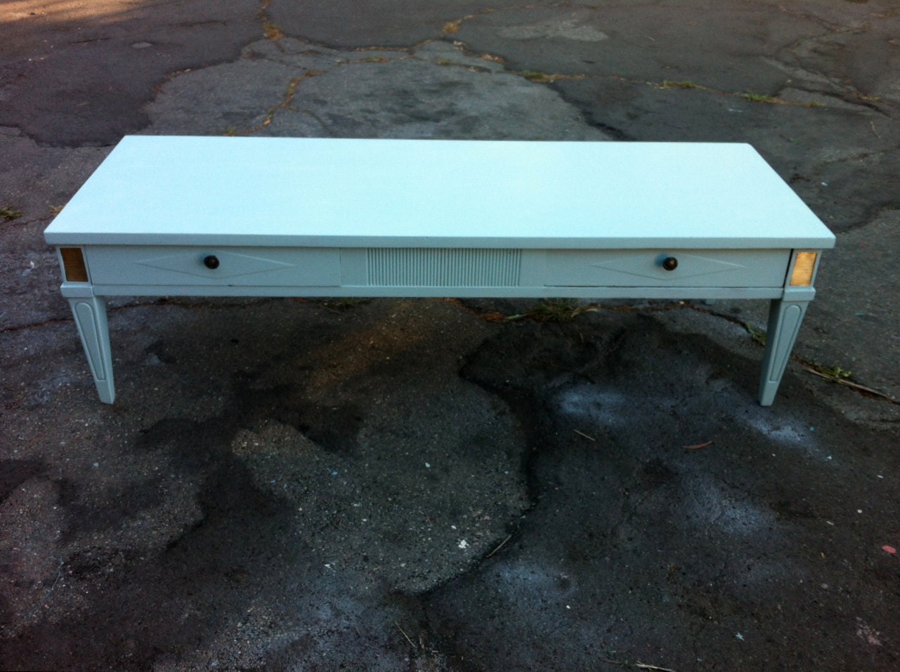 1960s Mid Century Modern Light Blue Coffee and Console Table