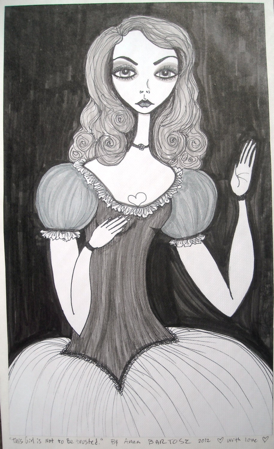 Original Spooky Sharpie Drawing Illustration on Paper