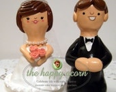 CUSTOM Wedding Cake Topper to Look Like You. Bride and Groom Figurine Couple. Handmade by The Happy Acorn