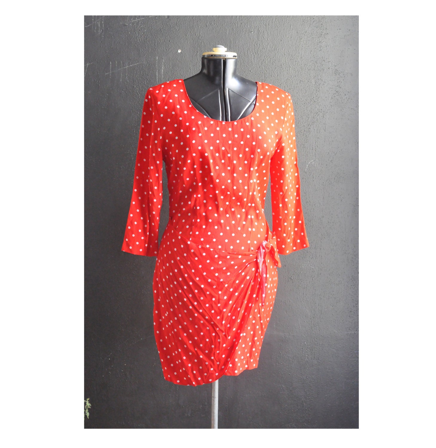 Vintage Red Polka Dot Wrap Around Mini Dress