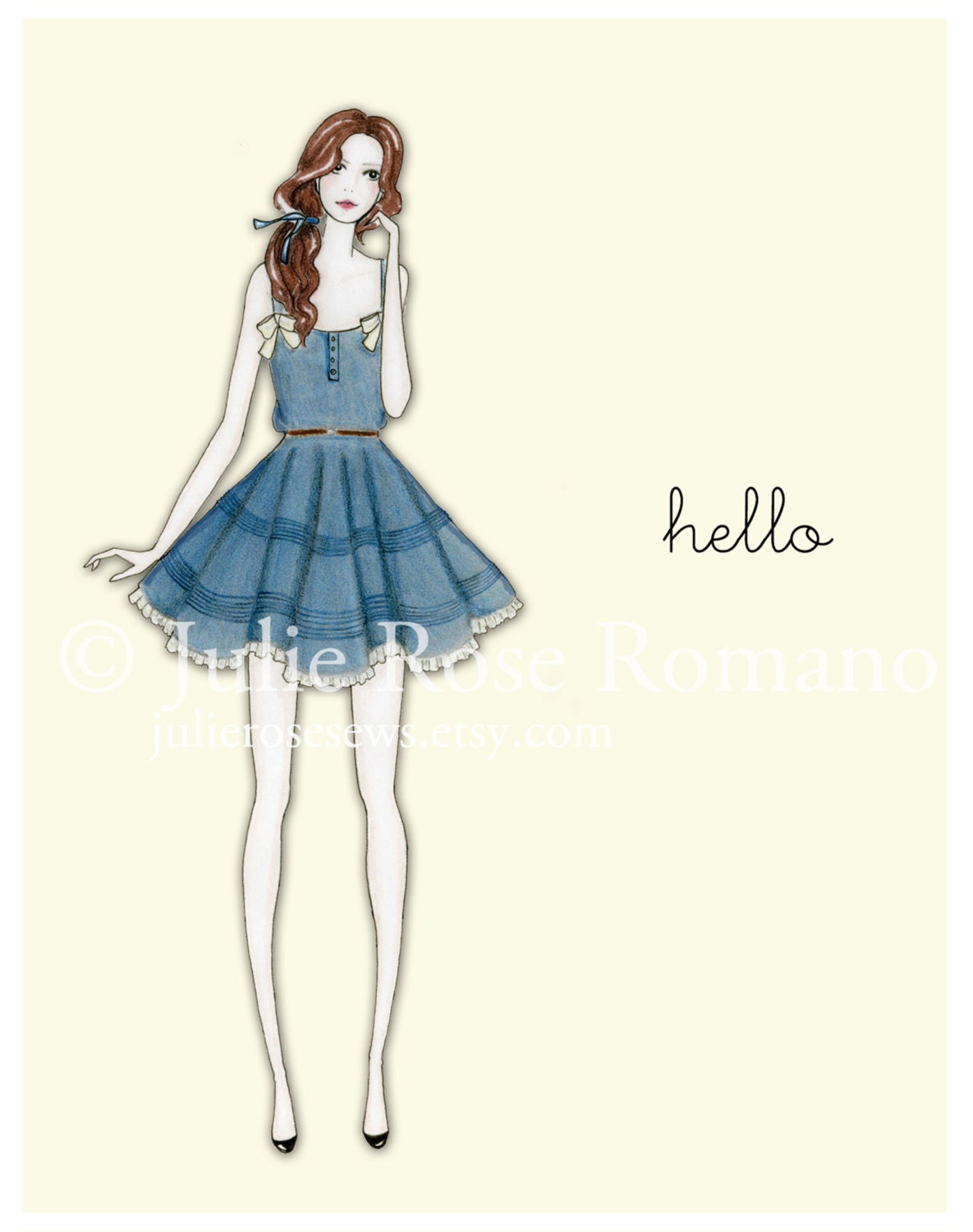 Spring Fashion Illustration Note Cards, Set of 5, Blank Inside