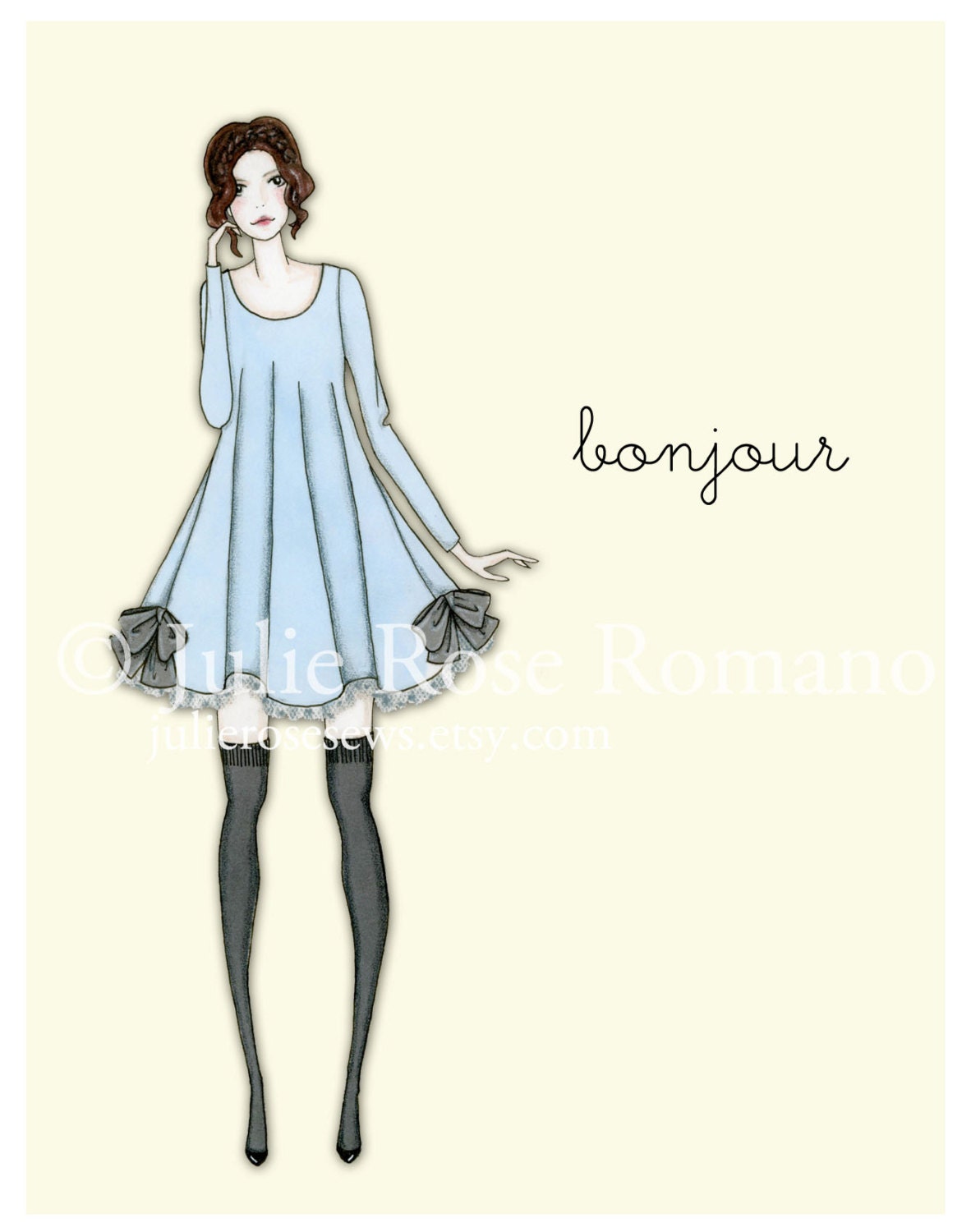Winter Fashion Illustration Note Cards, Set of 5, Blank Inside