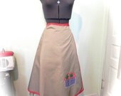 Vintage 60s Wrap Skirt with Strawberries Size M L