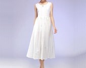 White cotton maxi woman dress (562)
