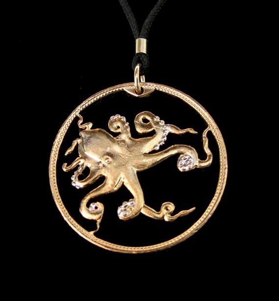 Cut Coin Jewelry - Tuvalu - Octopus - Pendant