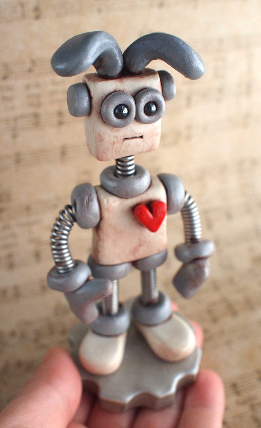 Robot Bunny Silver Simon Shabby Chic Easter Geekery