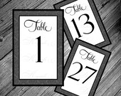Gray Damask Victorian Elegance Non-Tented Wedding Table Card Numbers - 4"x6" - Vintage Look