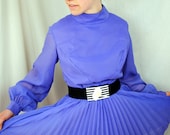 Distressed Vintage 1960s Purple Pleats Dress
