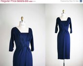 25% OFF SALE 50s dress / 1950s navy cocktail dress / Dorothy O' Hara dress