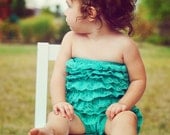 Chicaboo Peacock Green Lace Petti Romper size toddler  2-4 years