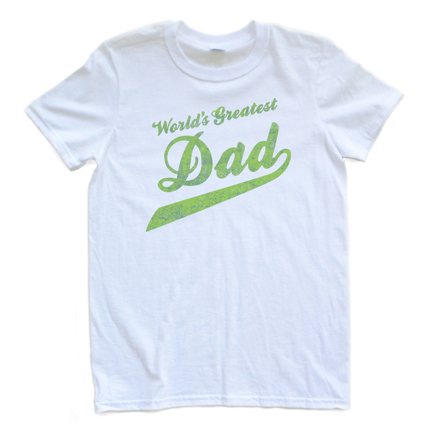 World's Greatest Dad - Adult Tshirt - Green and Blue on White - 0431-64000-WHI