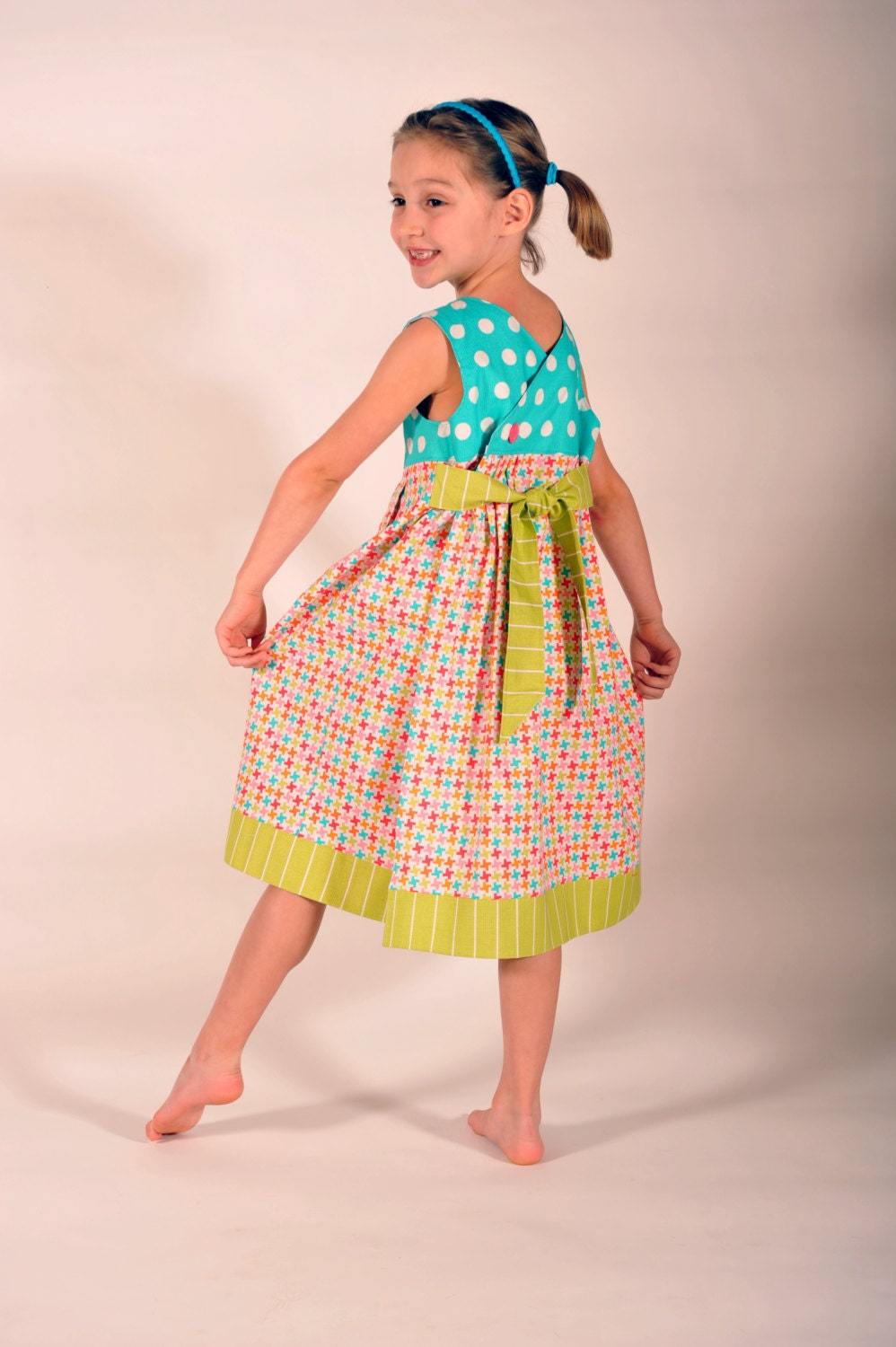 Girl's Wrap Dress, Jumper, Summer Dress, Children Clothing, Girl Dresses, Toddler, Child, Aqua, Pink, Sundress, Size 2T 3T 4T 5 6 7 8 9/10