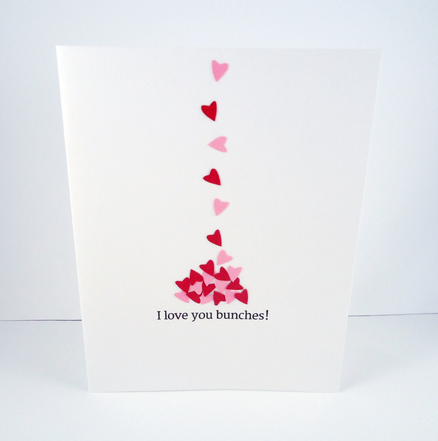 Anniversary Card, I Love You Bunches, Hearts Card, Blank greeting card, love card, red white pink