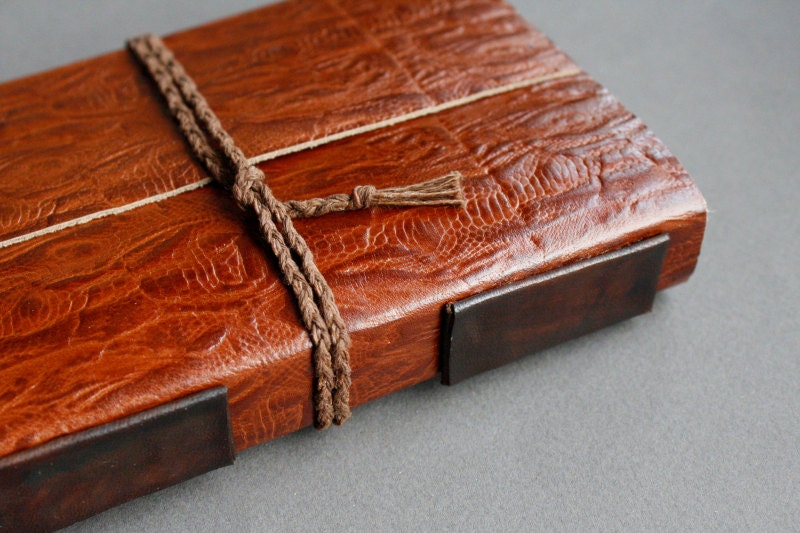 Burnt Umber - leather journal with a cover flap