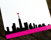 Chicago Personalized Stationery With Red Heart - I Love Chicago Skyline Thank You Notes - John Hancock Building Flat Cards - Set of 10