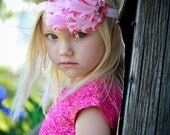 Pink and Hot Pink Feather Headband, Nagorie Feather Headband w/ Large Crystal Accent, Baby Toddler Child Girls Headband Adult